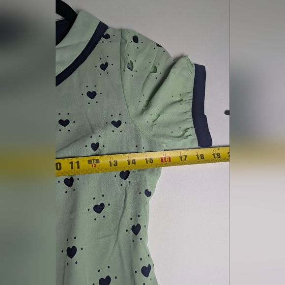 Alice Moon Light Mint Blue Mini Mod Heart Dress Short Sleeve Collar Size S - Picture 10 of 11
